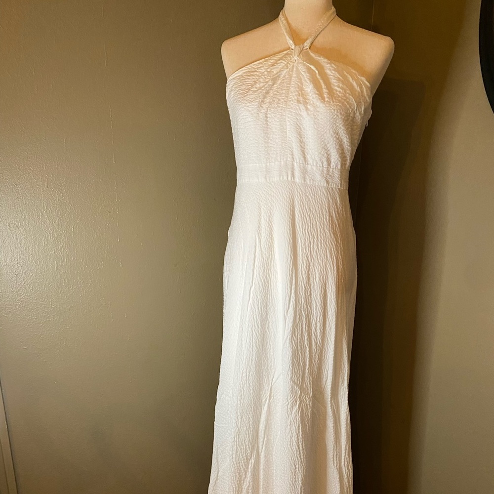 JCrew White Seersucker Maxi Dress Size 10